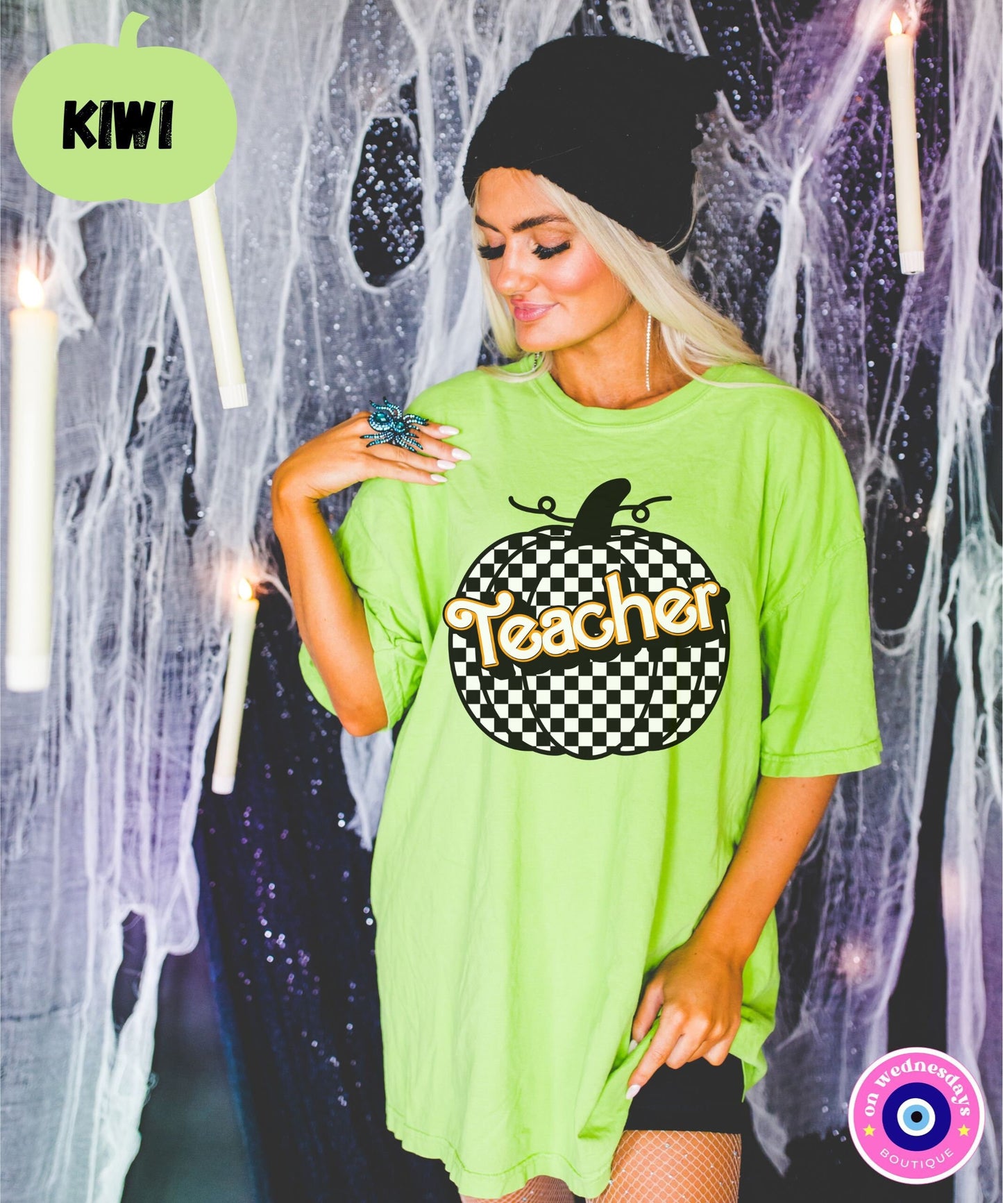 Teacher Halloween Shirt for Teacher Teams, Teacher Tee, Checkered Teacher Shirt for Halloween, Halloween Teacher Shirt for Teacher Teams