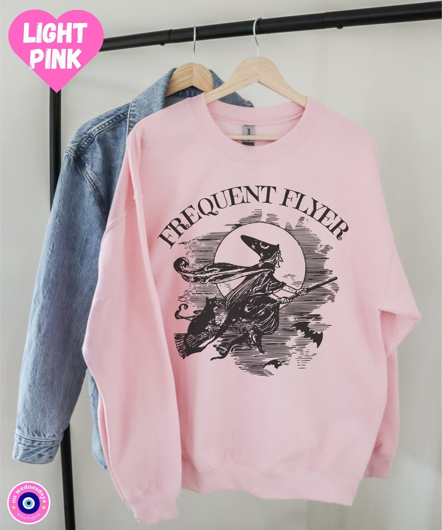 Frequent Flyer Sweatshirt, Vintage Halloween Crewneck, Witch Sweatshirt for Salem, Vintage Witch Shirt, Funny Witch Sweatshirt, Witchy Gift