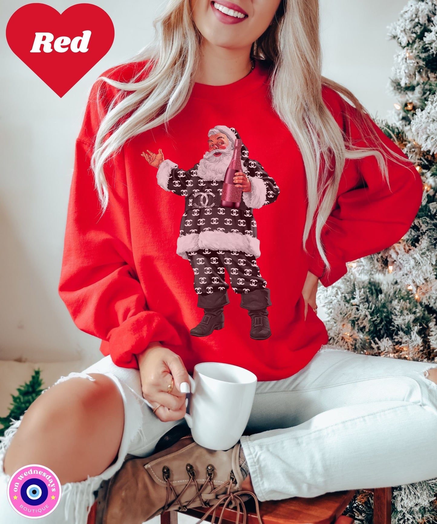 Cute Christmas Sweatshirt for Women, Santa Sweatshirt, Christmas PJs, Christmas Sweater, Oversized Sweatshirt, Christmas Gift For Her