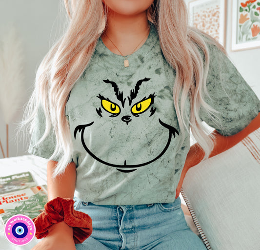 Comfort Colors® Grinch Face T-shirt, Funny Christmas T-shirt, Grinch Shirt, Grinch Face Shirt, Trendy Christmas Shirt, Resting Grinch Face