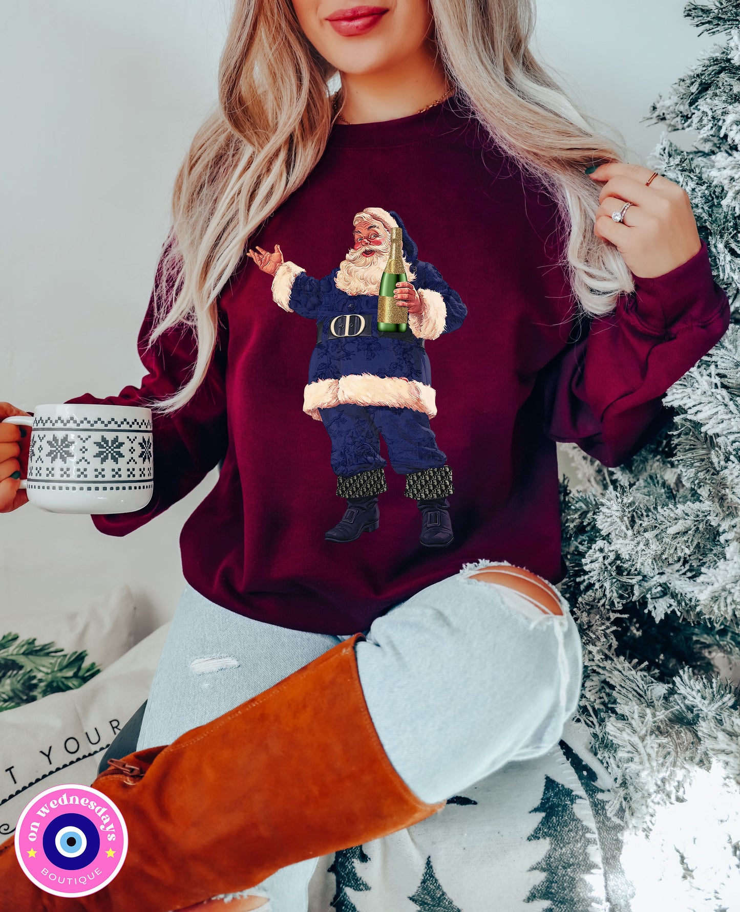 Retro Santa Sweatshirt for Women, Santa Crewneck, Vintage Santa Shirt, Holiday Party Sweatshirt, Cute Santa Sweatshirt, Christmas Gift