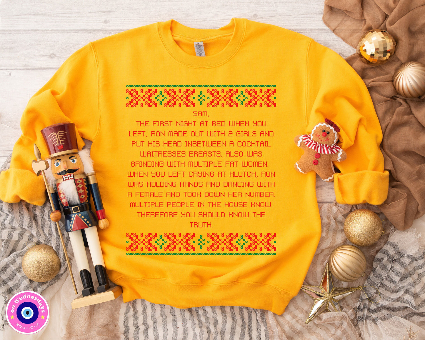 Dear Sam Letter Ugly Christmas Sweater