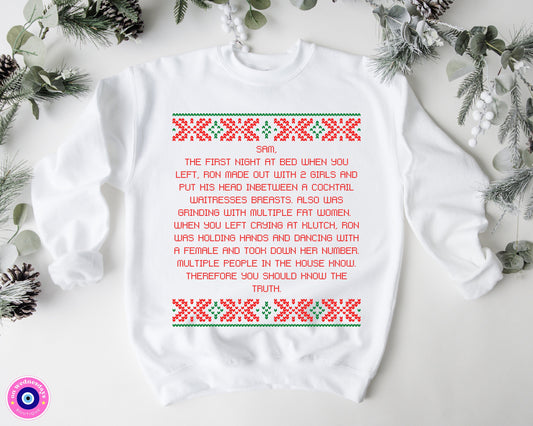 Dear Sam Letter Ugly Christmas Sweater