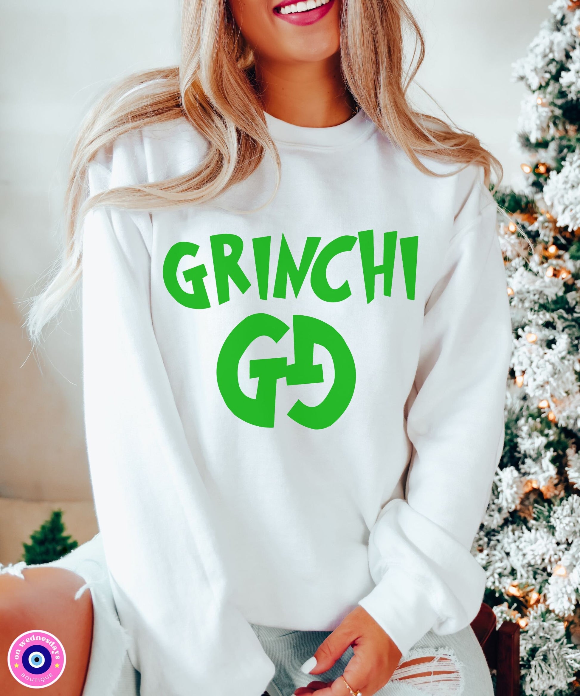 Grinchi GG Crewneck | Grinchi Christmas Sweatshirt | Grinch Crewneck | Grinchmas Sweatshirt | Designer Grinch Shirt