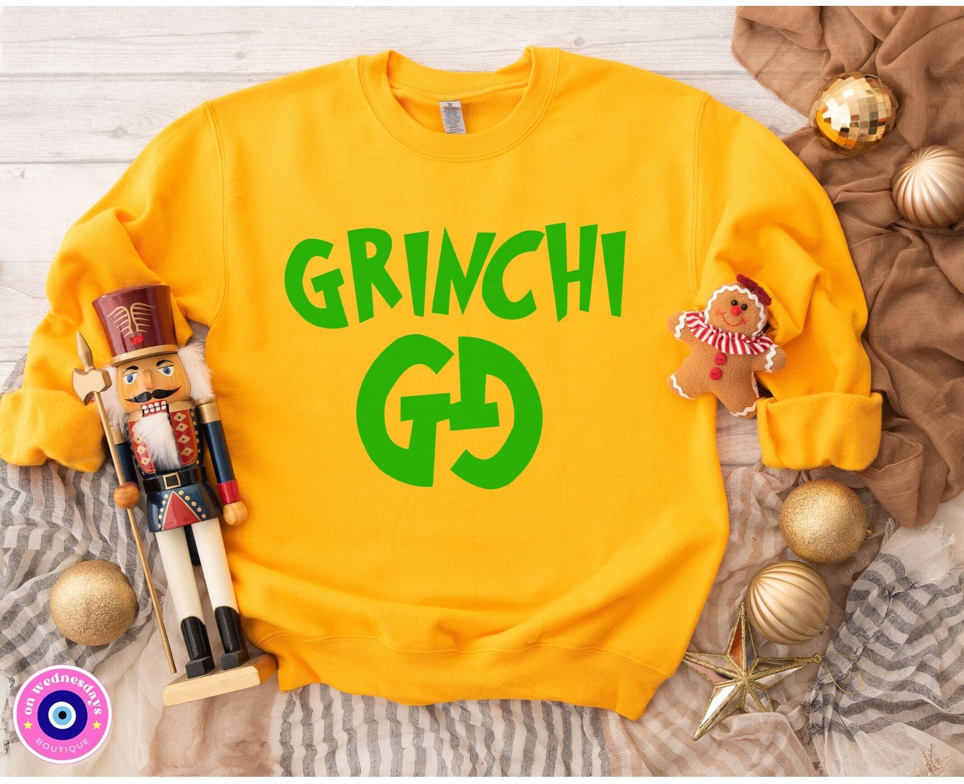 Grinchi GG Crewneck | Grinchi Christmas Sweatshirt | Grinch Crewneck | Grinchmas Sweatshirt | Designer Grinch Shirt