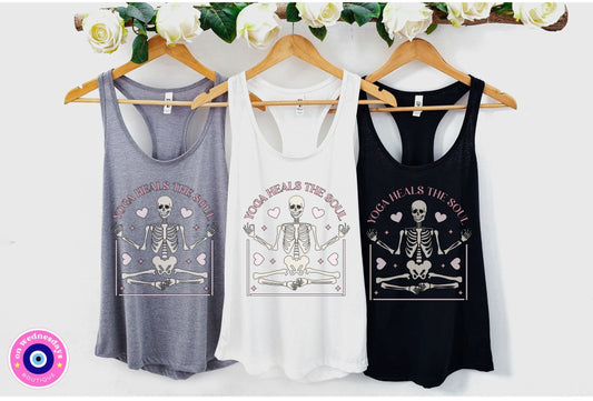 Namaste Shirt Yoga Tank Top Meditation Shirt Funny Skeleton Shirt Retro Yoga Shirt Gift For Her Work Out Tank Top For Women Yoga Clothing