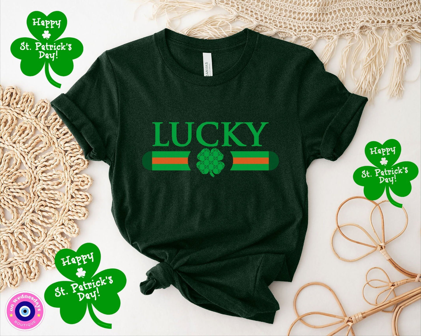 Lucky Shirt, St Patricks Day Shirt for Women, Womens St Pattys Day Shirt, Shamrock Shirt, Designer Dupe, Trendy St Patricks Day Shirt