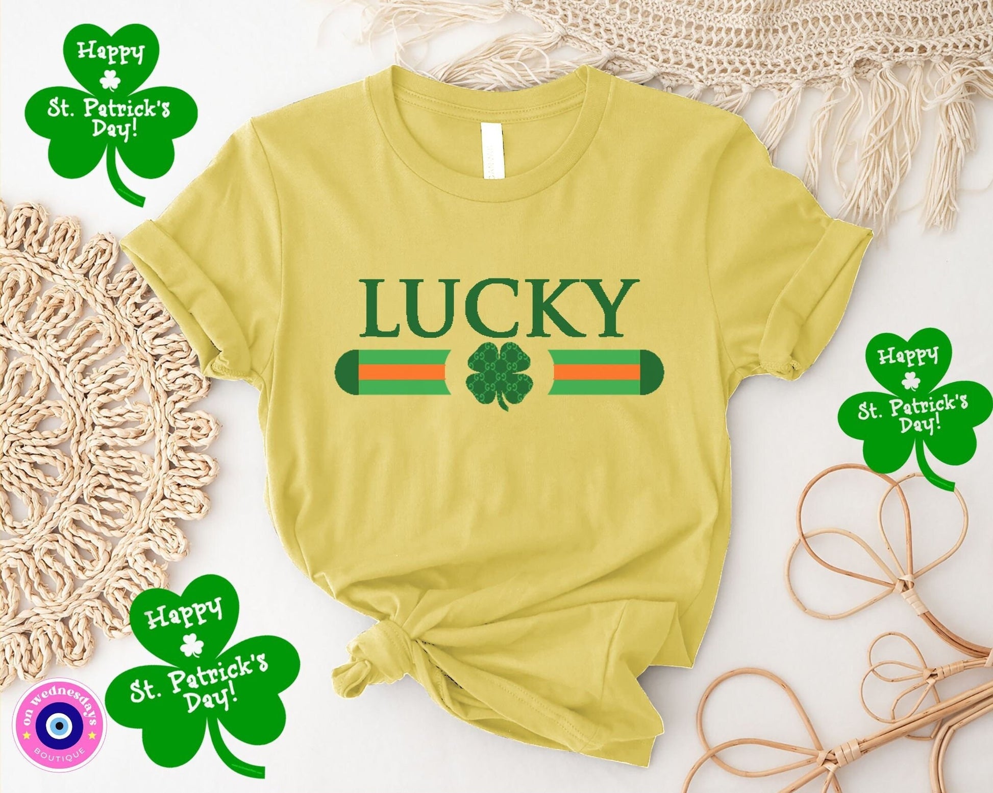 Lucky Shirt, St Patricks Day Shirt for Women, Womens St Pattys Day Shirt, Shamrock Shirt, Designer Dupe, Trendy St Patricks Day Shirt