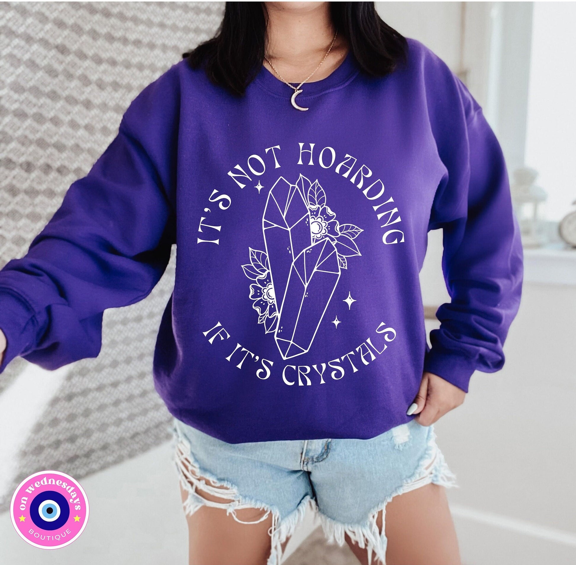 Crystal Sweatshirt, Mystical Sweatshirt, Witchy Gift, Gift for Crystal Lover, Boho Shirt, Trendy Sweatshirt, Gift for Her