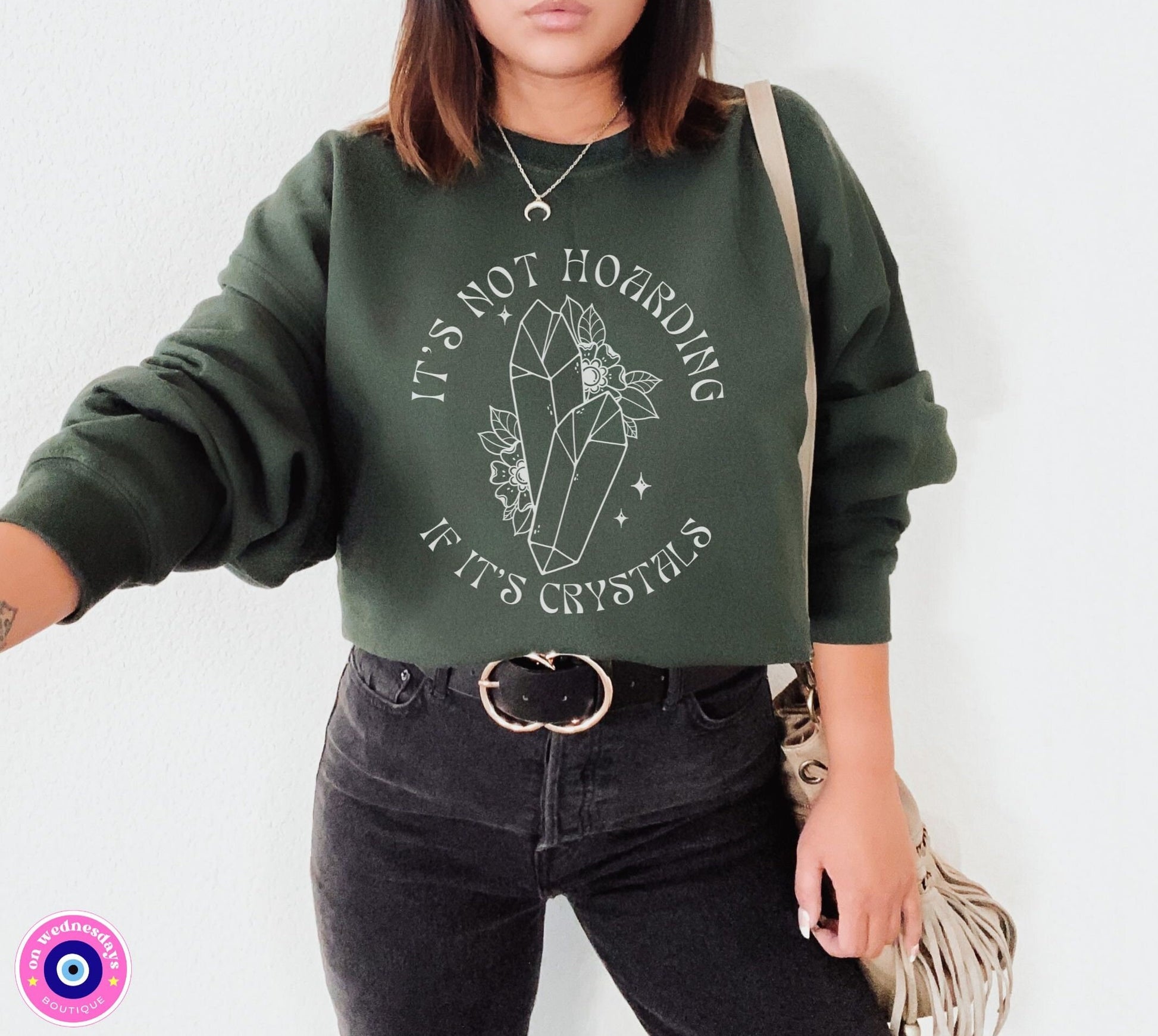 Crystal Sweatshirt, Mystical Sweatshirt, Witchy Gift, Gift for Crystal Lover, Boho Shirt, Trendy Sweatshirt, Gift for Her