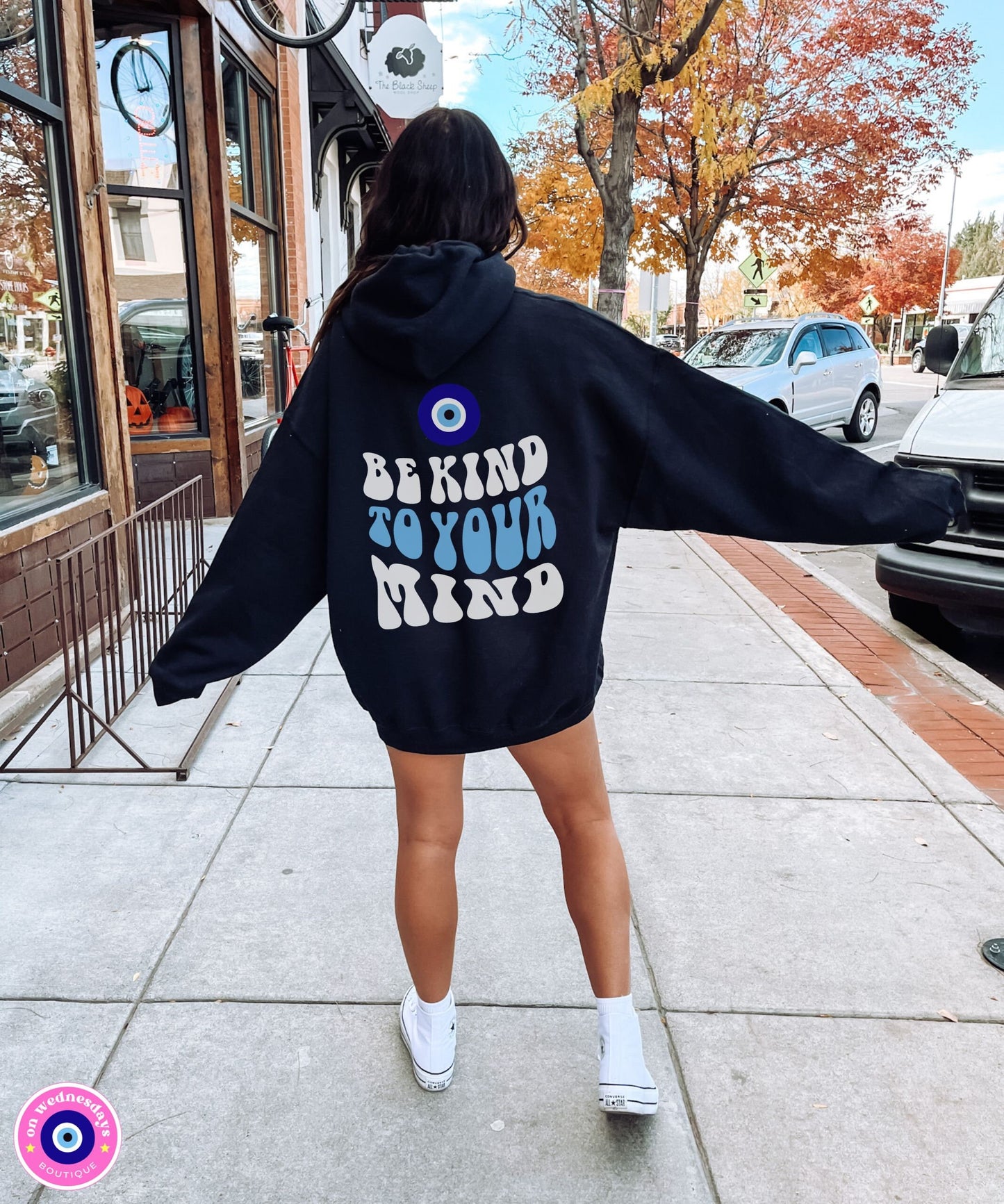 Women's Sweatshirt Be Kind To Your Mind Hoodie Mental Health Shirt Evil Eye Sweatshirt Trendy Sweatshirt Oversized Hoodie Gift For Her