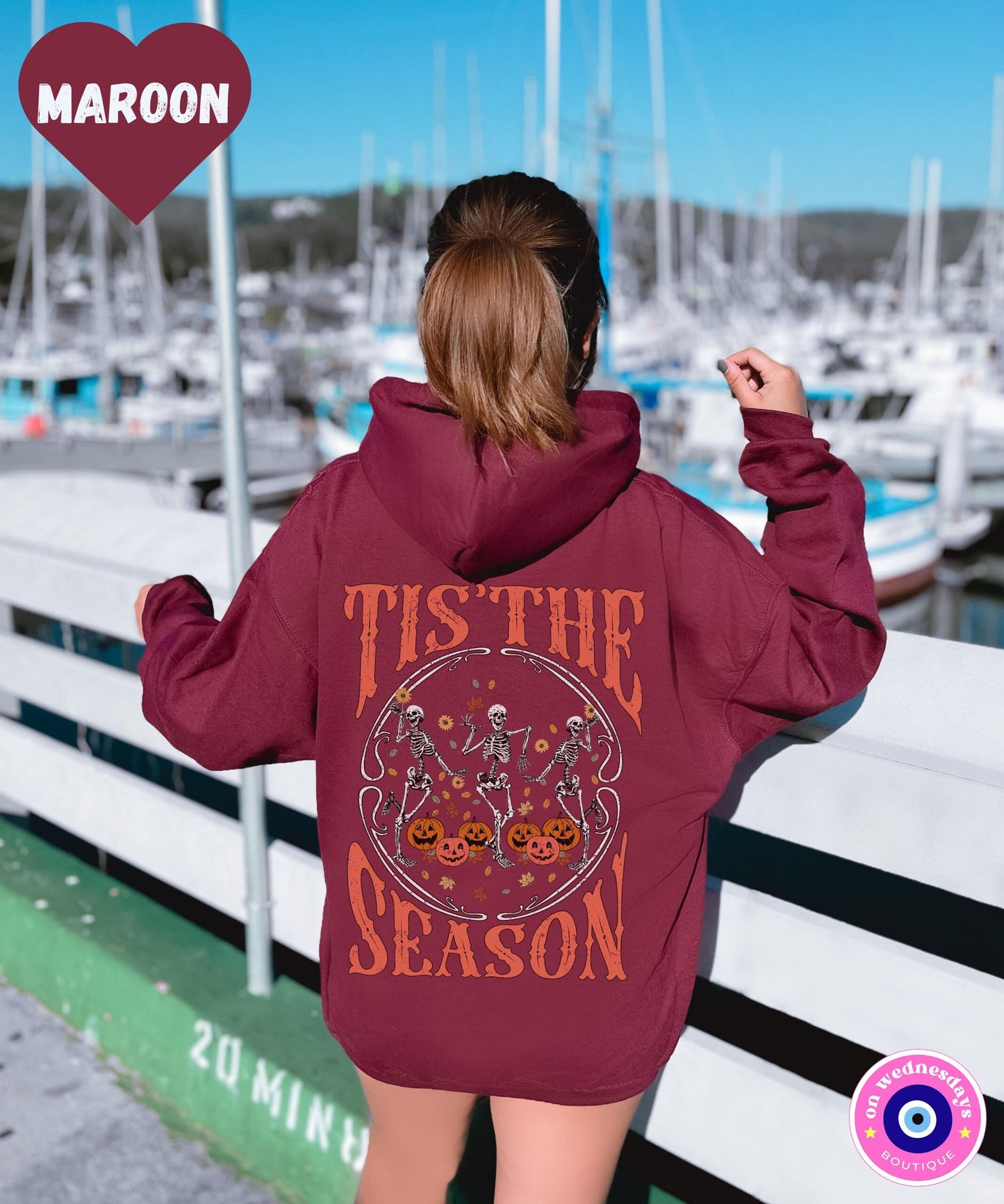 Fall Sweatshirt Words On Back Hoodie, Halloween Sweatshirt with Skeletons, Skeleton Hand Shirt for Women, Gift For Her, Oversized Hoodie