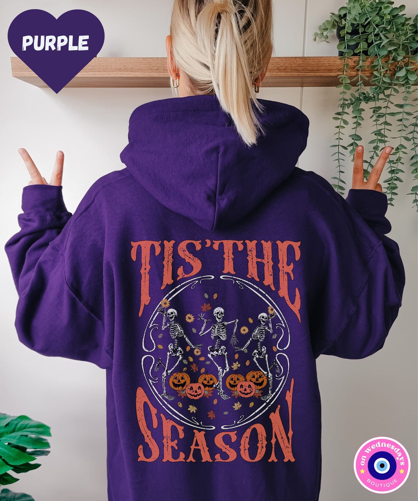 Fall Sweatshirt Words On Back Hoodie, Halloween Sweatshirt with Skeletons, Skeleton Hand Shirt for Women, Gift For Her, Oversized Hoodie