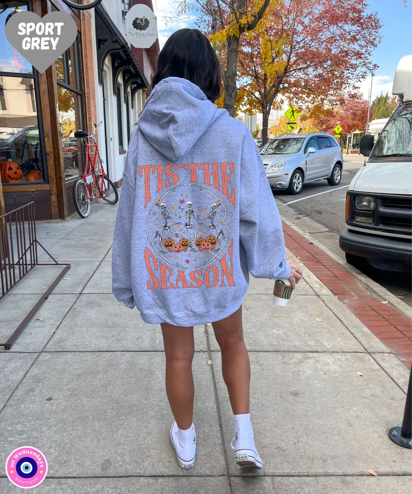 Fall Sweatshirt Words On Back Hoodie, Halloween Sweatshirt with Skeletons, Skeleton Hand Shirt for Women, Gift For Her, Oversized Hoodie