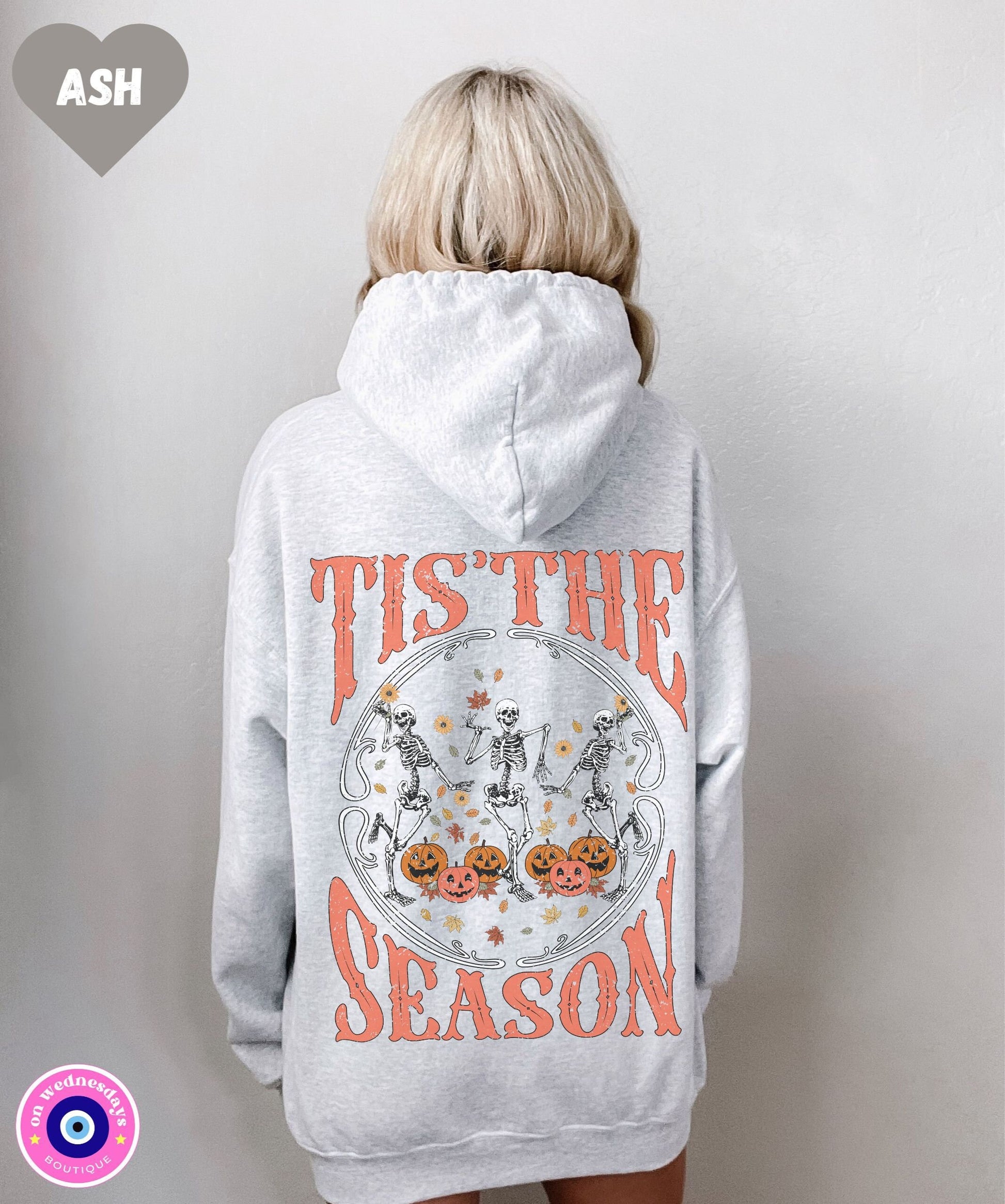 Fall Sweatshirt Words On Back Hoodie, Halloween Sweatshirt with Skeletons, Skeleton Hand Shirt for Women, Gift For Her, Oversized Hoodie