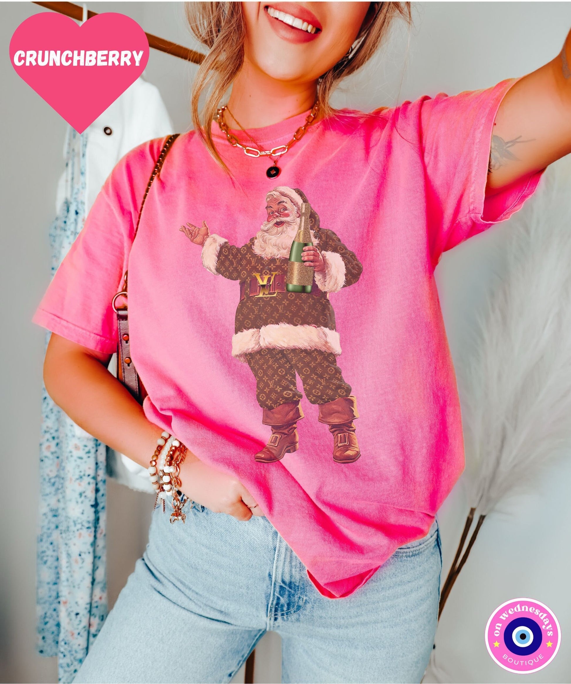 Cute Christmas Shirt with Santa, Santa Shirt, Women's Christmas Shirt, Vintage Christmas Tshirt, Santa Claus Shirt, Retro Christmas Shirt