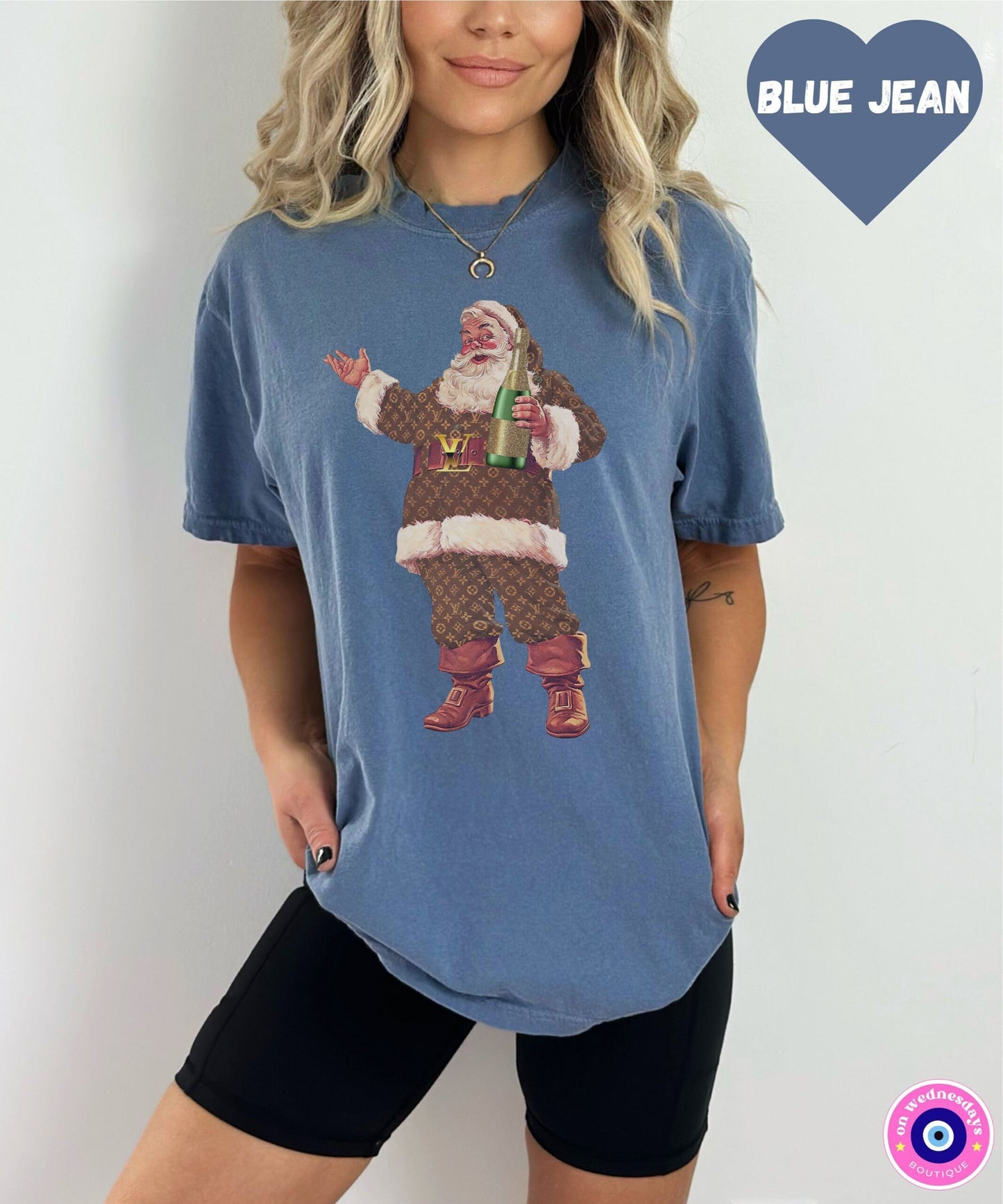 Cute Christmas Shirt with Santa, Santa Shirt, Women's Christmas Shirt, Vintage Christmas Tshirt, Santa Claus Shirt, Retro Christmas Shirt