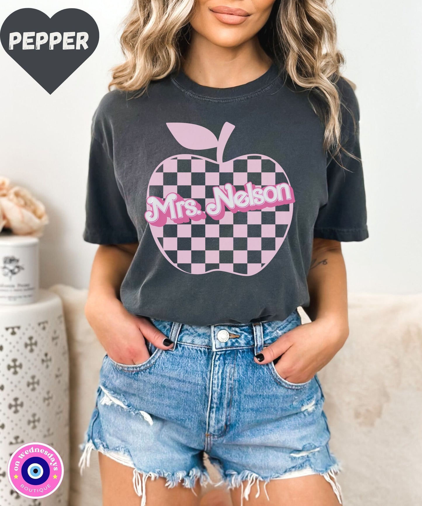 Customized Teacher Shirt, Personalized Teacher Shirt for Back To School, Teacher Team Shirt, Teacher T-Shirt, Checkered Teacher Shirt