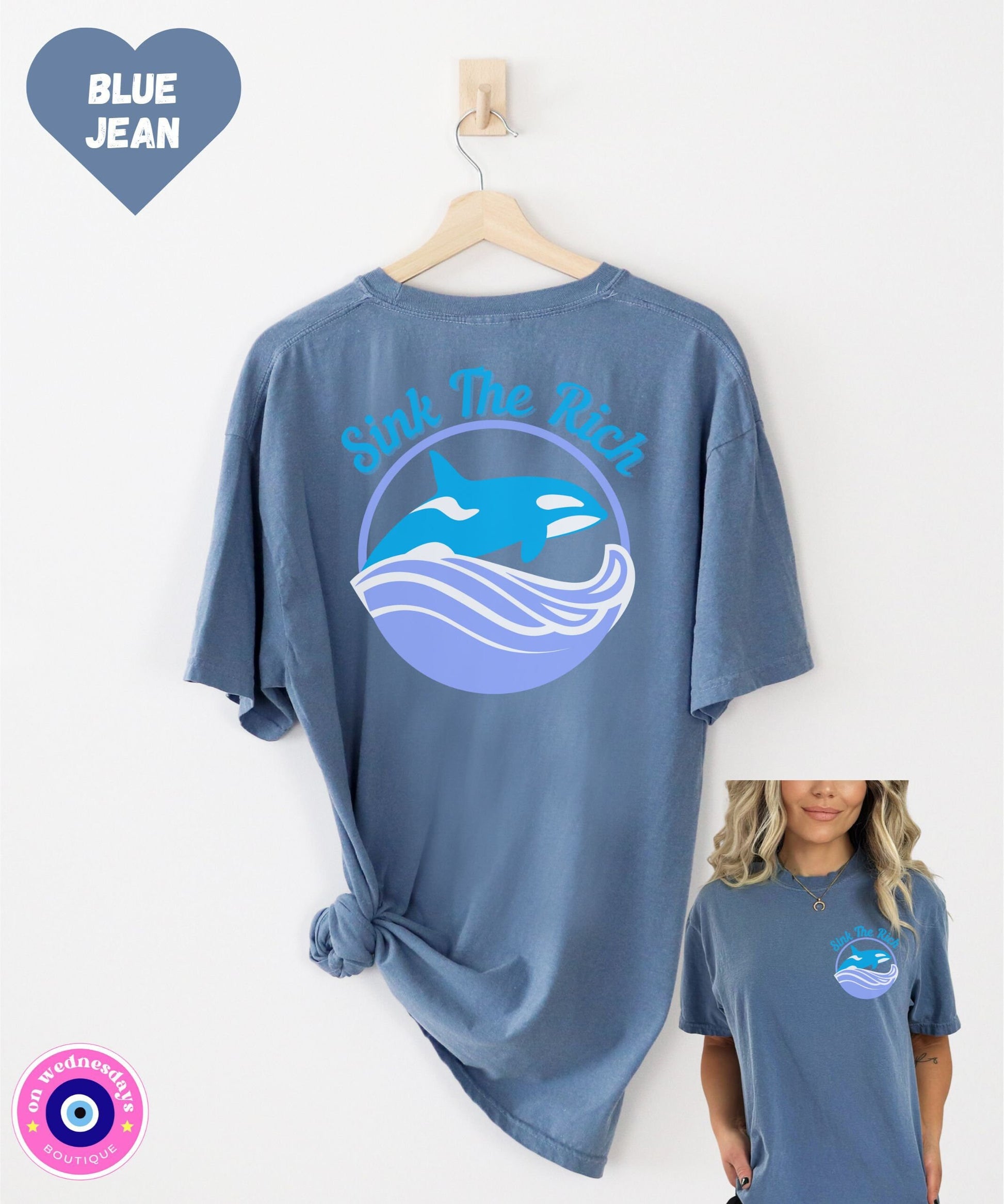 Sink The Rich Shirt, Orca Tshirt, Killer Whale Shirt, Animal Lover Gift for Her, Front and Back Tshirt, Animal Rights Shirt, Comfort Colors