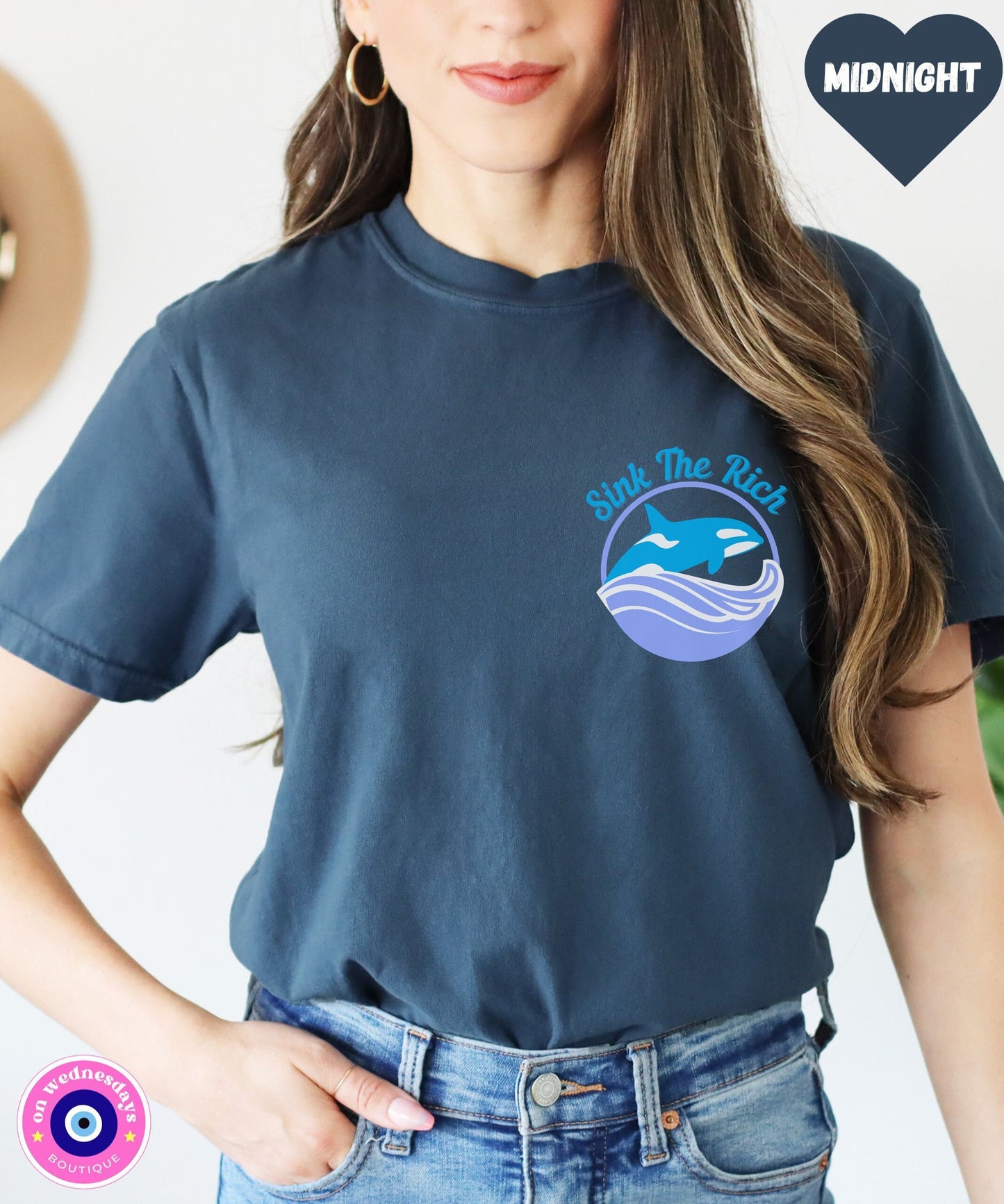 Sink The Rich Shirt, Orca Tshirt, Killer Whale Shirt, Animal Lover Gift for Her, Front and Back Tshirt, Animal Rights Shirt, Comfort Colors