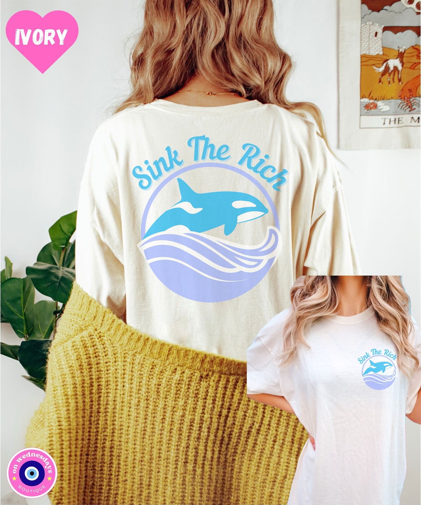 Sink The Rich Shirt, Orca Tshirt, Killer Whale Shirt, Animal Lover Gift for Her, Front and Back Tshirt, Animal Rights Shirt, Comfort Colors