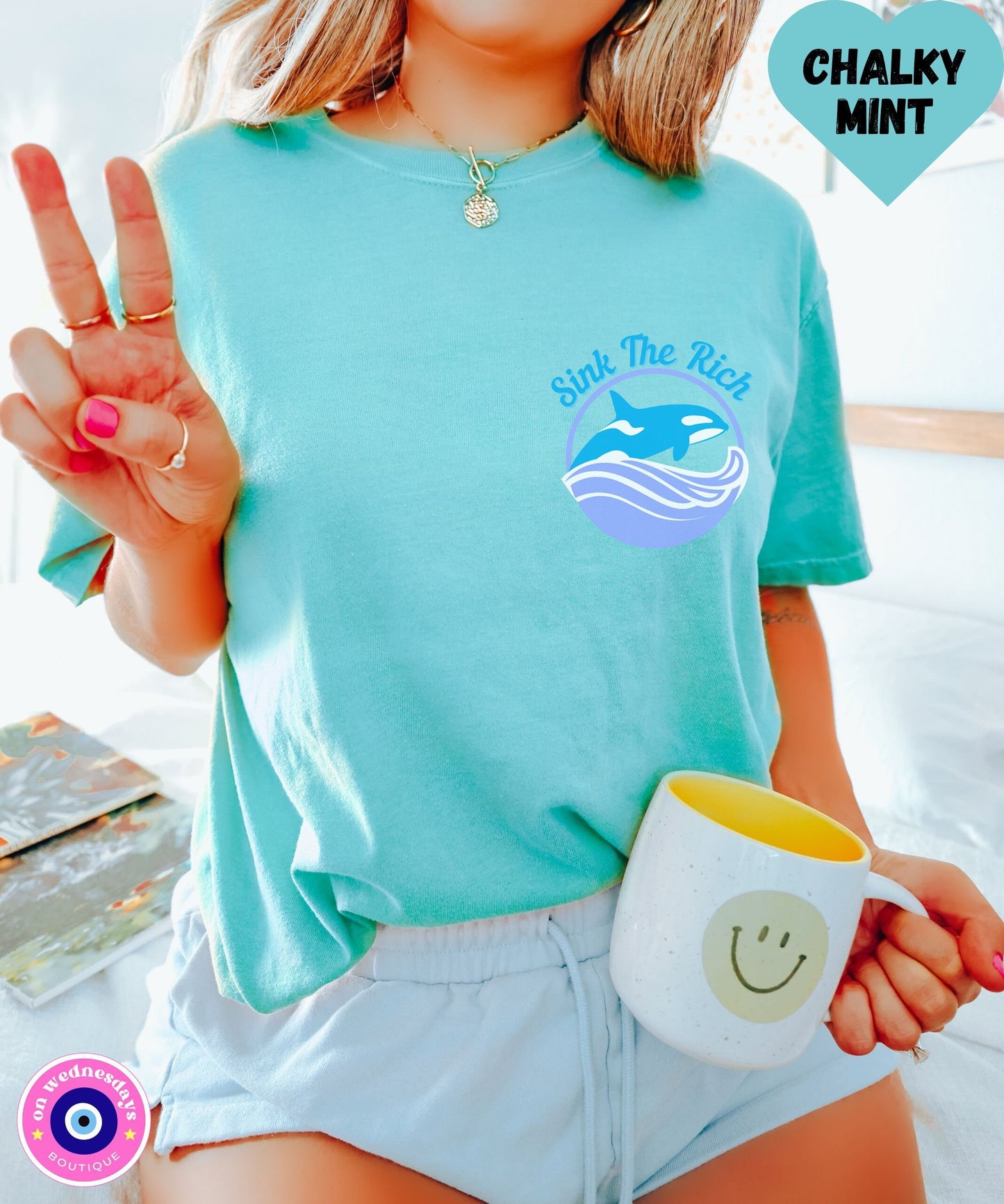 Sink The Rich Shirt, Orca Tshirt, Killer Whale Shirt, Animal Lover Gift for Her, Front and Back Tshirt, Animal Rights Shirt, Comfort Colors