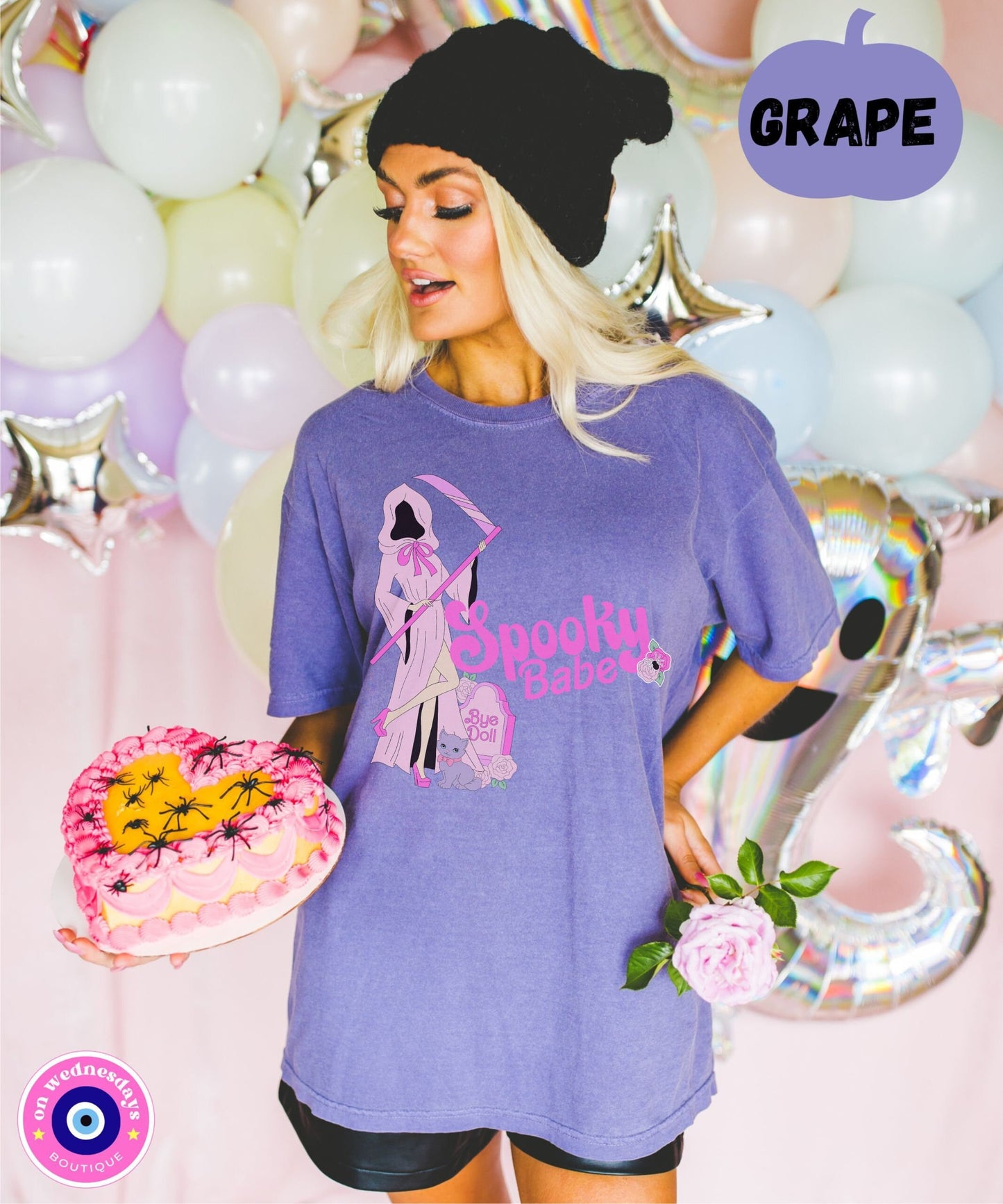 Spooky Babe Shirt for Halloween, Halloween Shirt for Women, Halloween Tshirt, Grim Reaper Shirt, Gift for Her, Cute Halloween Shirt