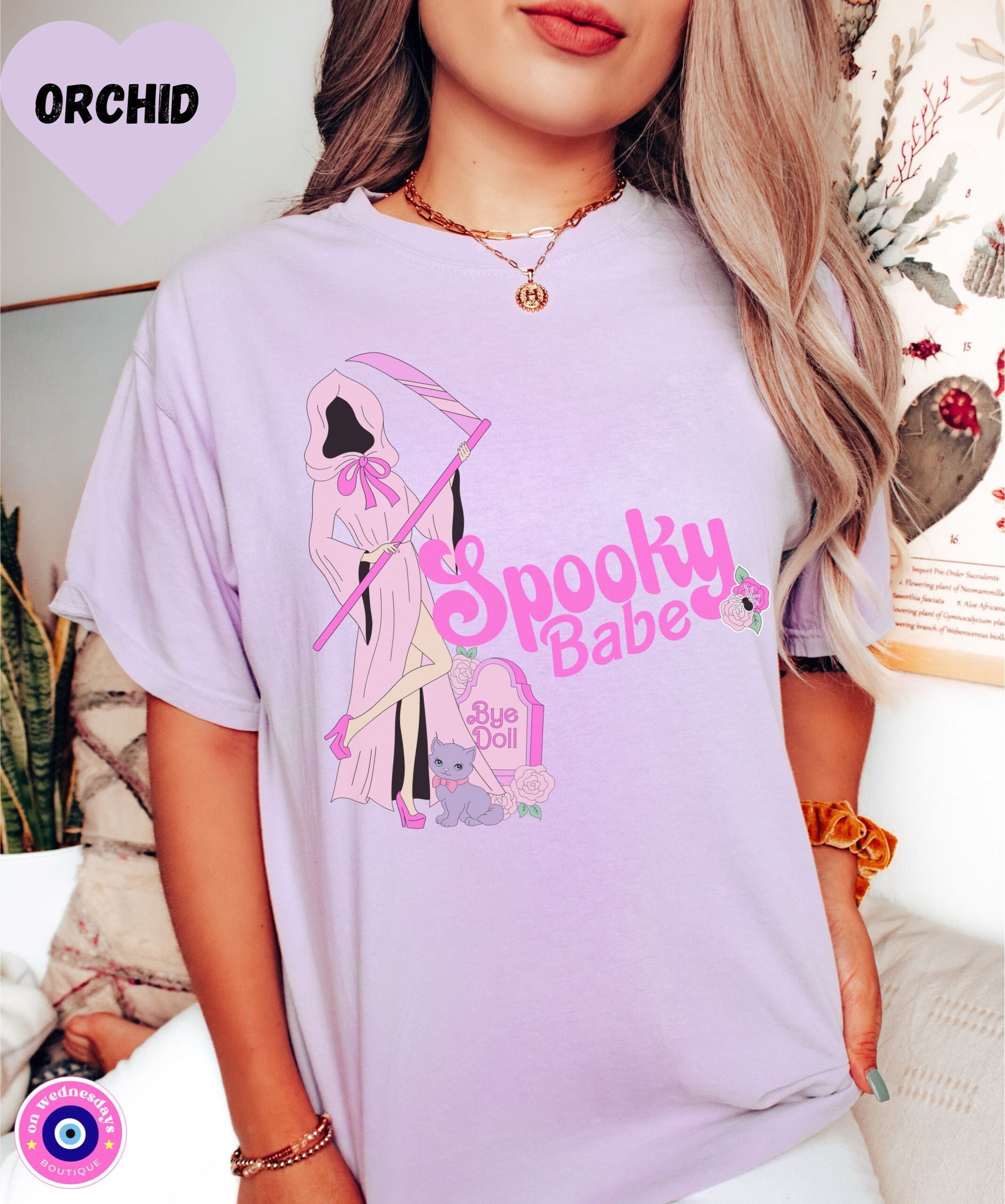 Spooky Babe Shirt for Halloween, Halloween Shirt for Women, Halloween Tshirt, Grim Reaper Shirt, Gift for Her, Cute Halloween Shirt
