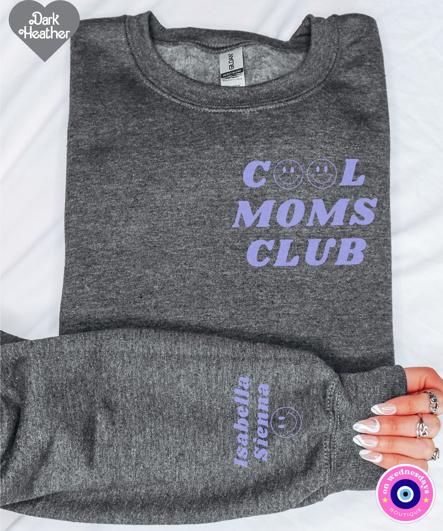 Cool Moms Club Sweatshirt with Names On Sleeve, Retro Sweatshirt for Mom, Womens Sweatshirt with Custom Names, Christmas Gift For Mom
