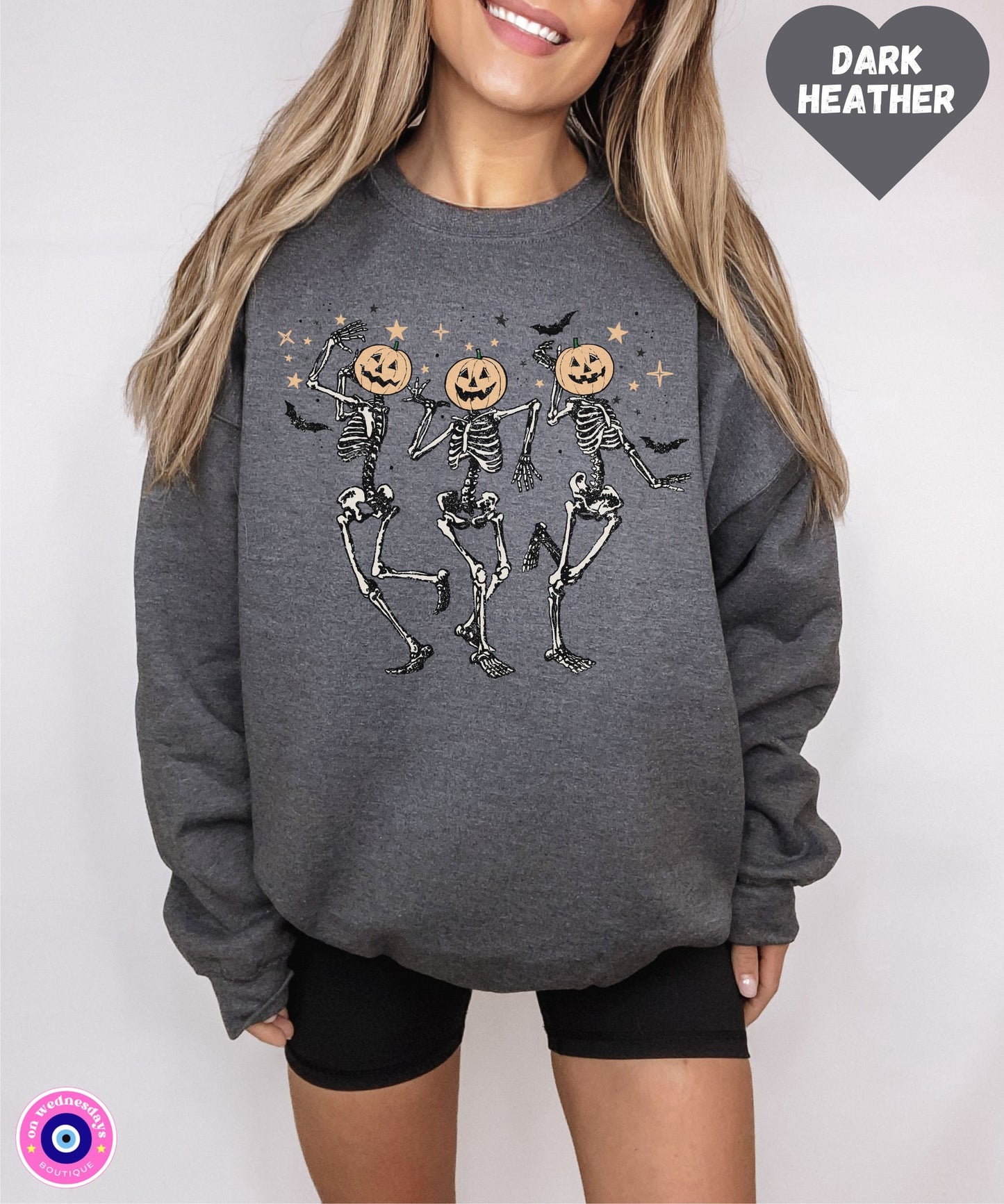 Dancing Skeleton Crewneck, Pumpkin Skeleton Sweatshirt, Skeleton Halloween Shirt, Gift For Her, Halloween Crewneck, Dancing Skeleton Shirt