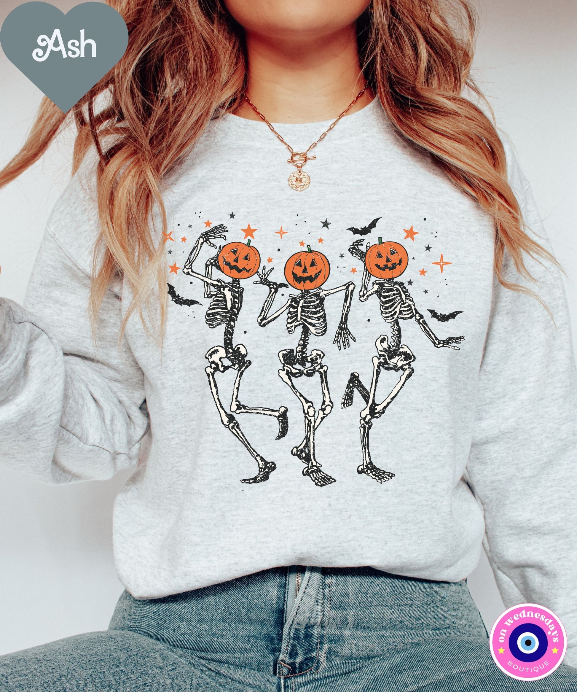 Dancing Skeleton Crewneck, Pumpkin Skeleton Sweatshirt, Skeleton Halloween Shirt, Gift For Her, Halloween Crewneck, Dancing Skeleton Shirt