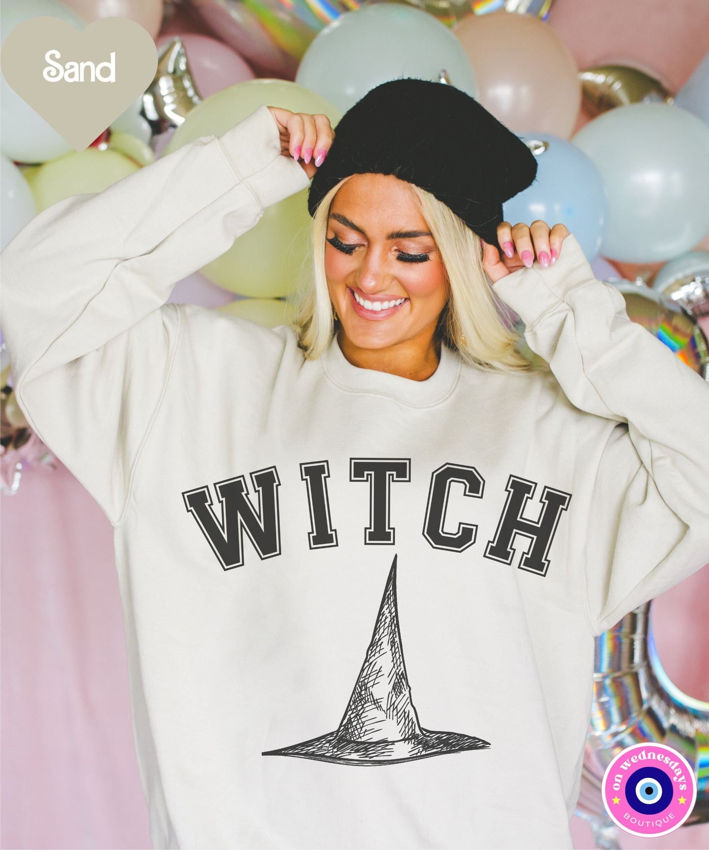 Witch Sweatshirt for Halloween, Women's Halloween Sweatshirt, Witch Hat Sweater, Fall Sweatshirt, Halloween Gift for Women, Funny Crewneck