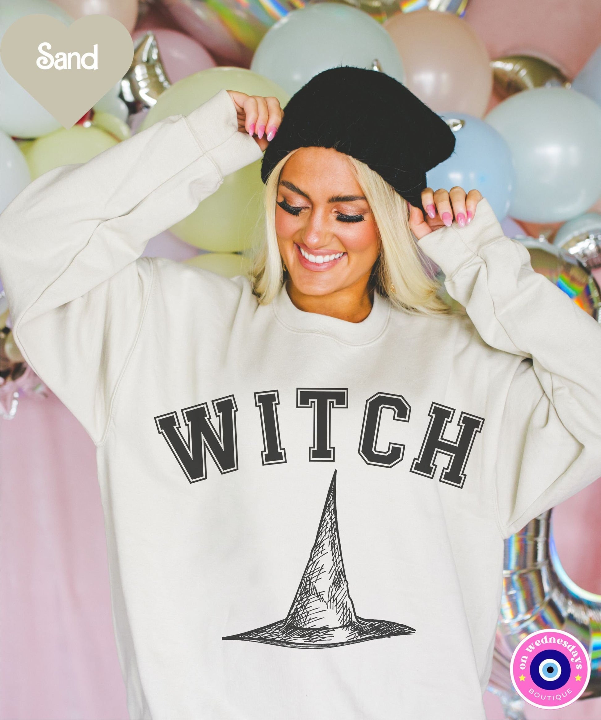 Witch Sweatshirt for Halloween, Women's Halloween Sweatshirt, Witch Hat Sweater, Fall Sweatshirt, Halloween Gift for Women, Funny Crewneck