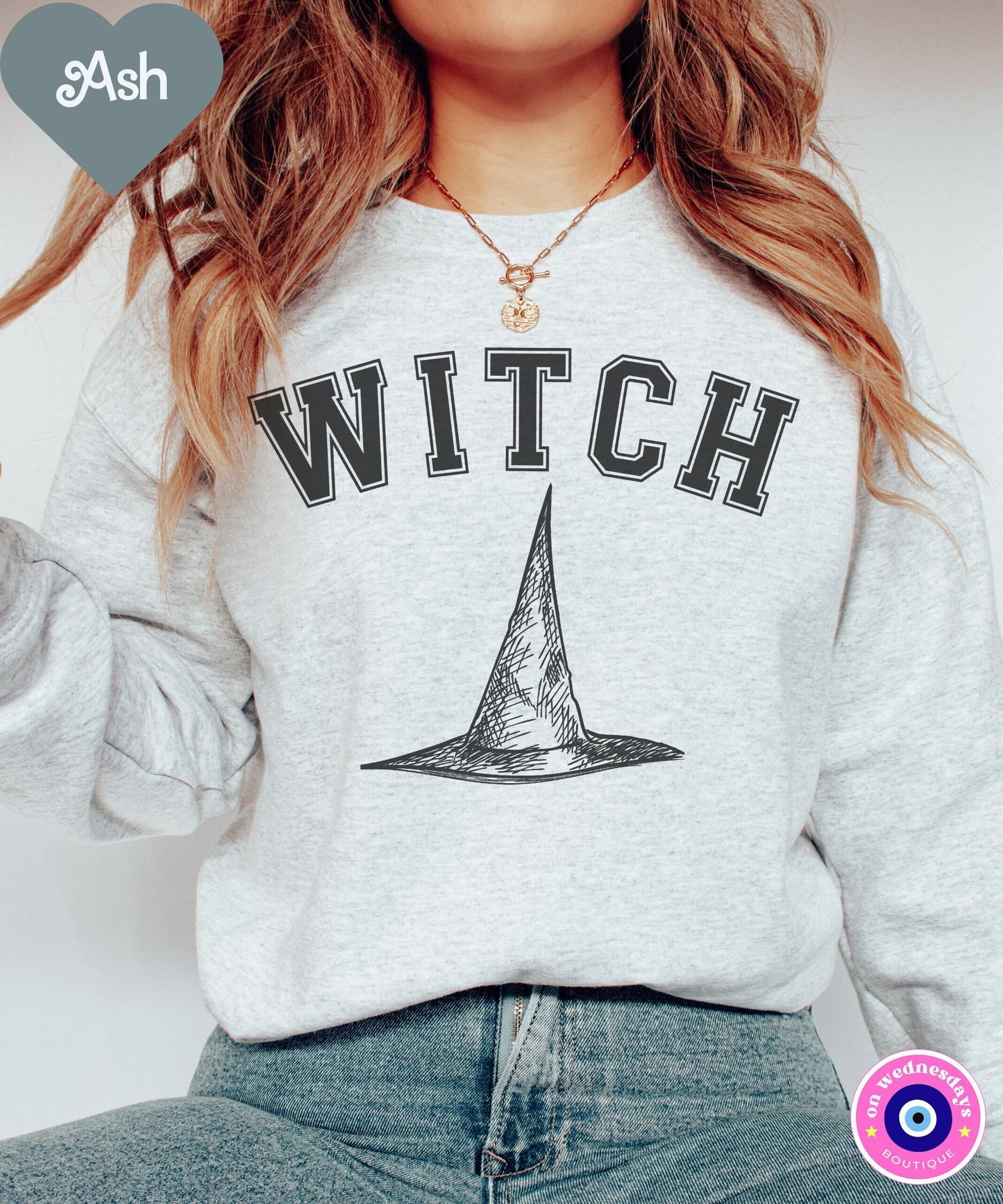 Witch Sweatshirt for Halloween, Women's Halloween Sweatshirt, Witch Hat Sweater, Fall Sweatshirt, Halloween Gift for Women, Funny Crewneck