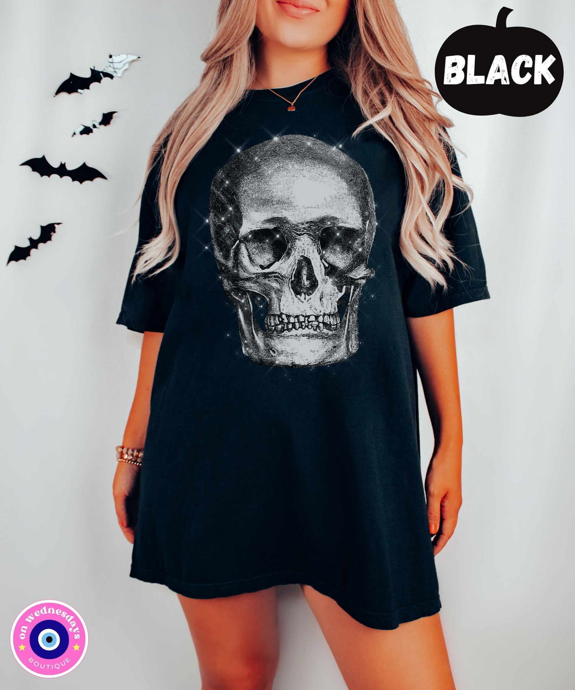 Skull Shirt for Fall, Vintage Skull Tee, Skull Tshirt, Womens Halloween Shirt, Gothic Gift For Her, Skeleton Tee, Comfort Colors Skull Shirt