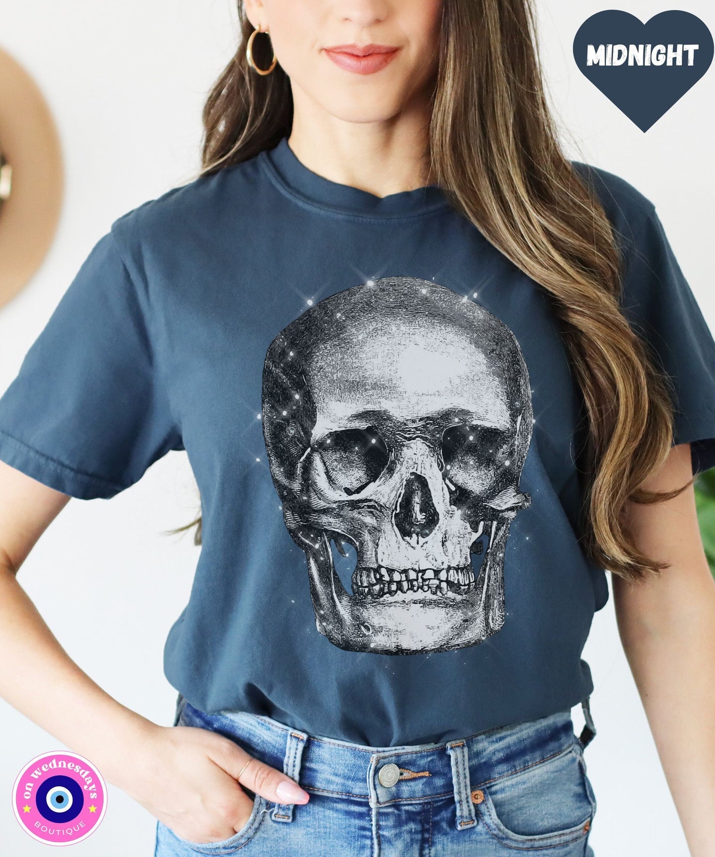 Skull Shirt for Fall, Vintage Skull Tee, Skull Tshirt, Womens Halloween Shirt, Gothic Gift For Her, Skeleton Tee, Comfort Colors Skull Shirt
