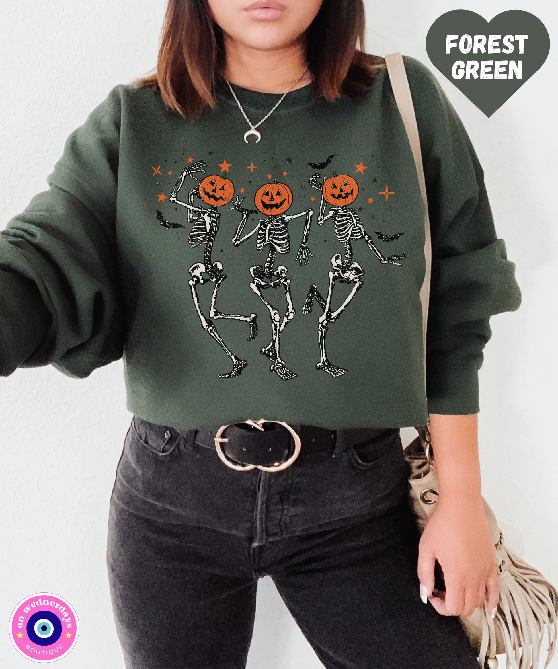 Dancing Skeleton Crewneck, Pumpkin Skeleton Sweatshirt, Skeleton Halloween Shirt, Gift For Her, Halloween Crewneck, Dancing Skeleton Shirt