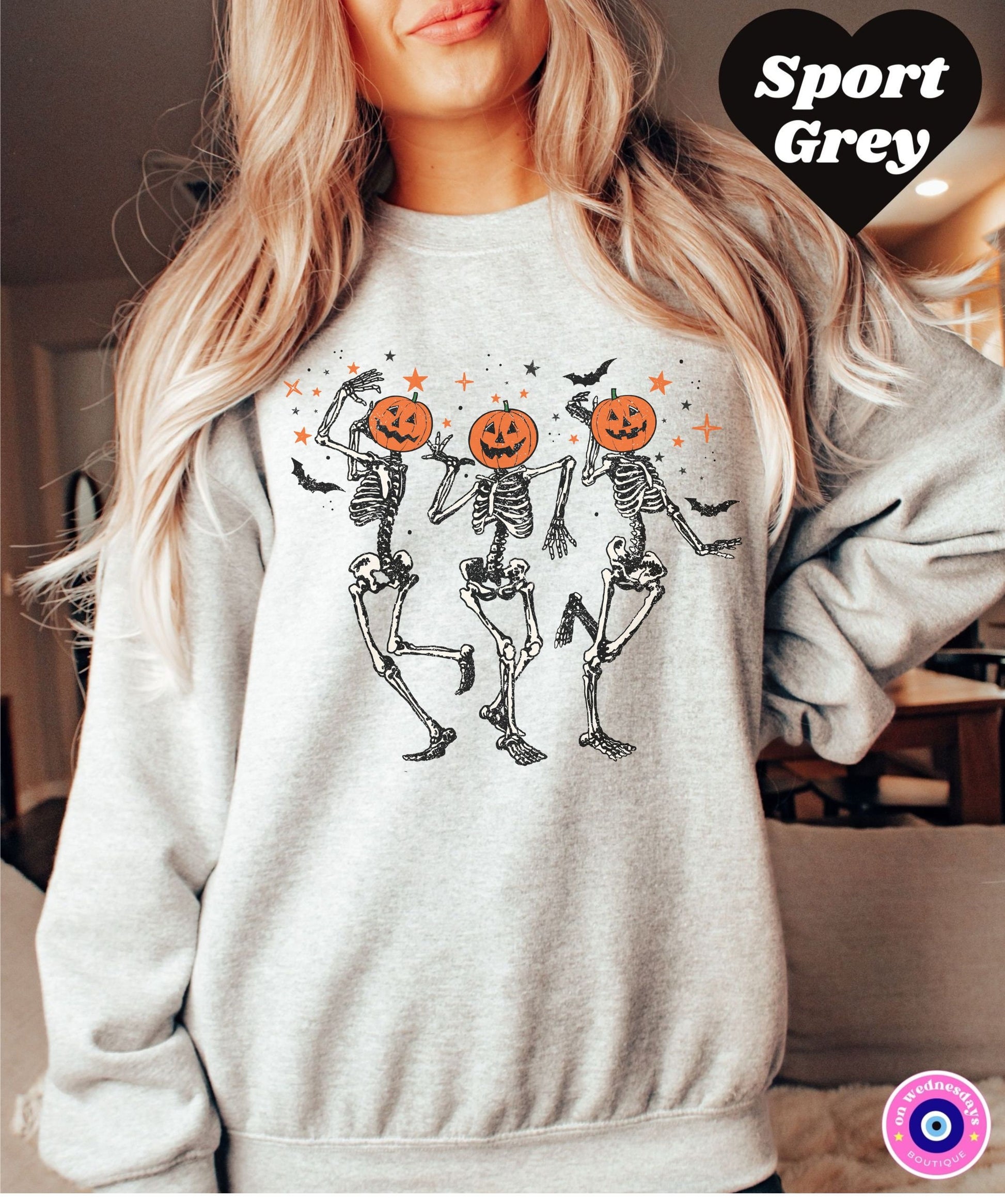 Dancing Skeleton Crewneck, Pumpkin Skeleton Sweatshirt, Skeleton Halloween Shirt, Gift For Her, Halloween Crewneck, Dancing Skeleton Shirt