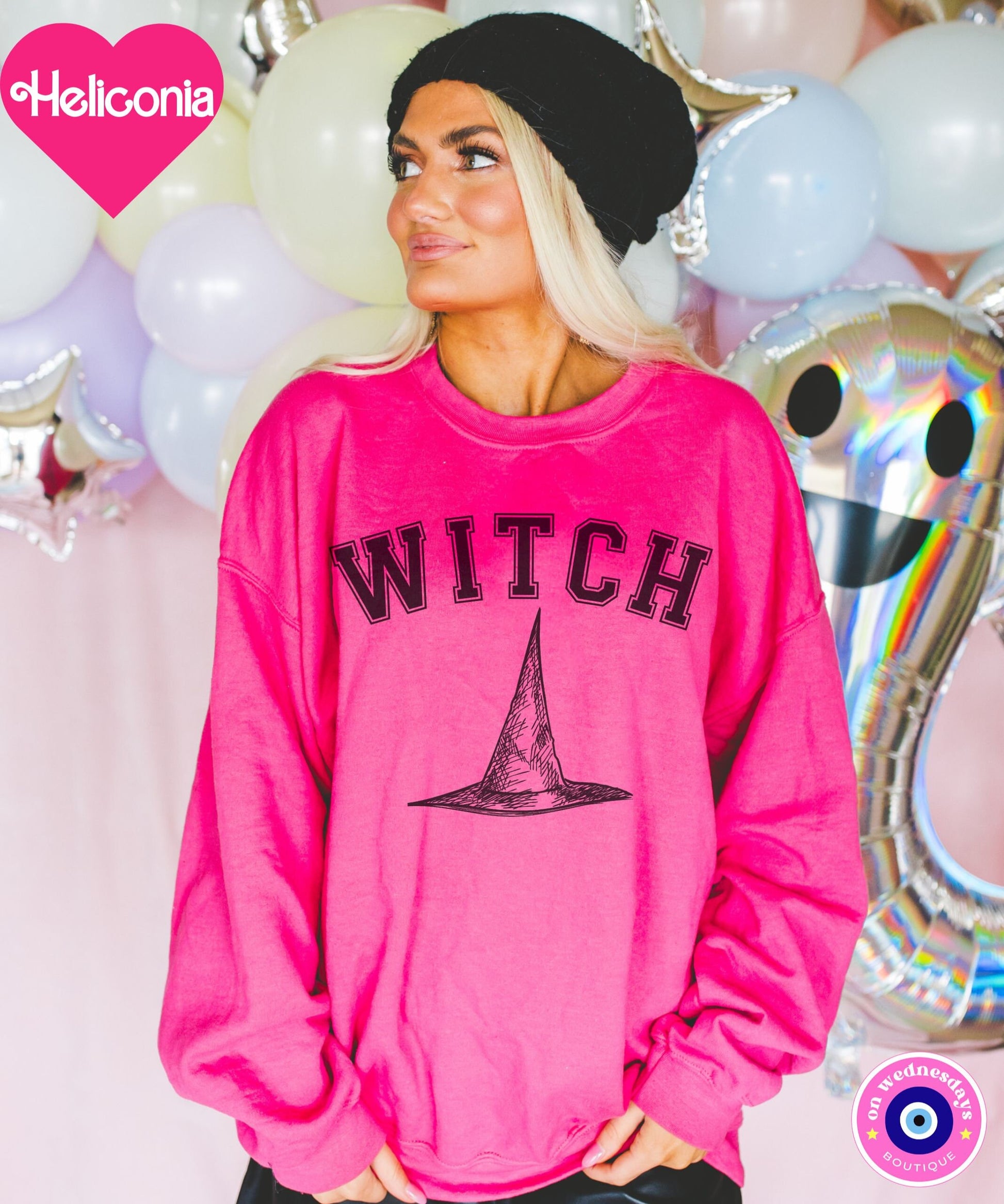 Witch Sweatshirt for Halloween, Women's Halloween Sweatshirt, Witch Hat Sweater, Fall Sweatshirt, Halloween Gift for Women, Funny Crewneck