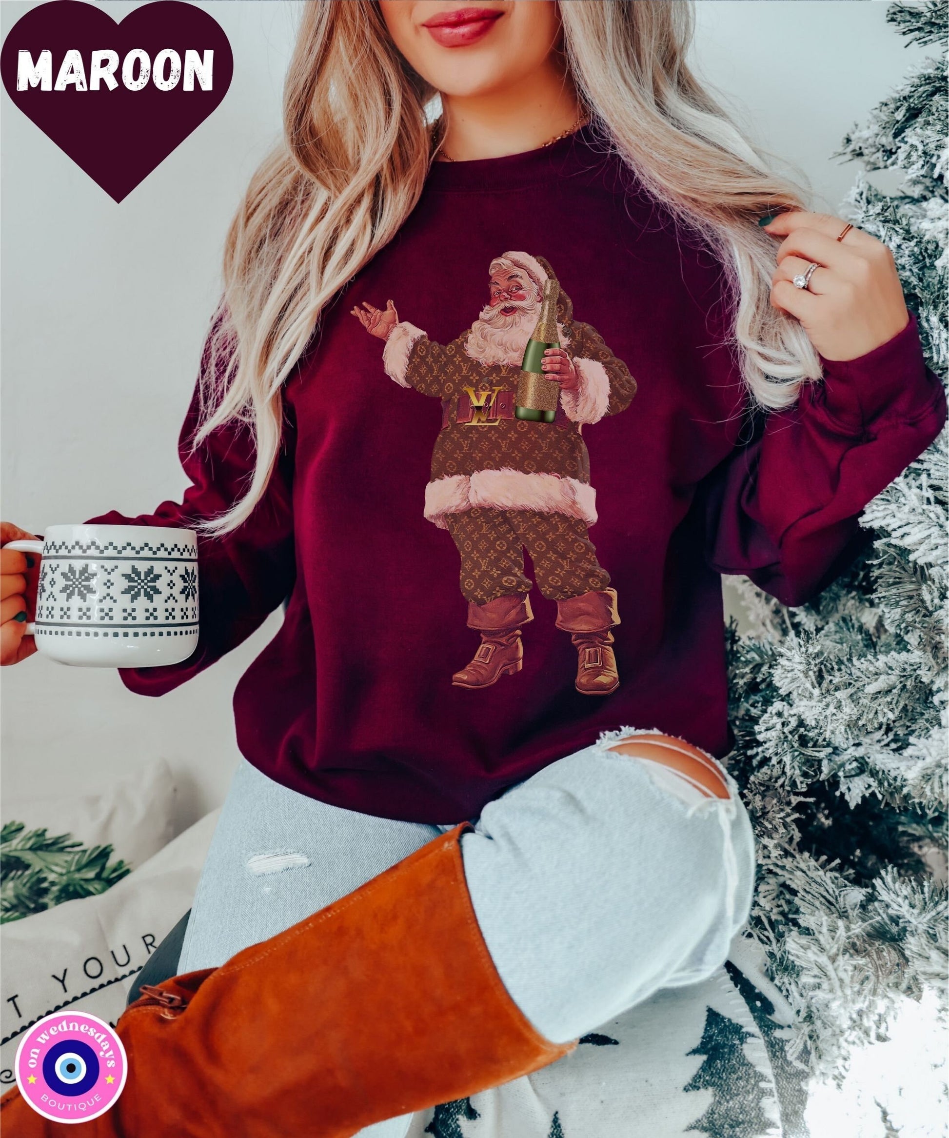 Holiday Sweatshirt for Women, Vintage Santa Claus Shirt, Christmas Sweatshirt, Santa Xmas Sweatshirt, Santa Crewneck for Christmas Gift