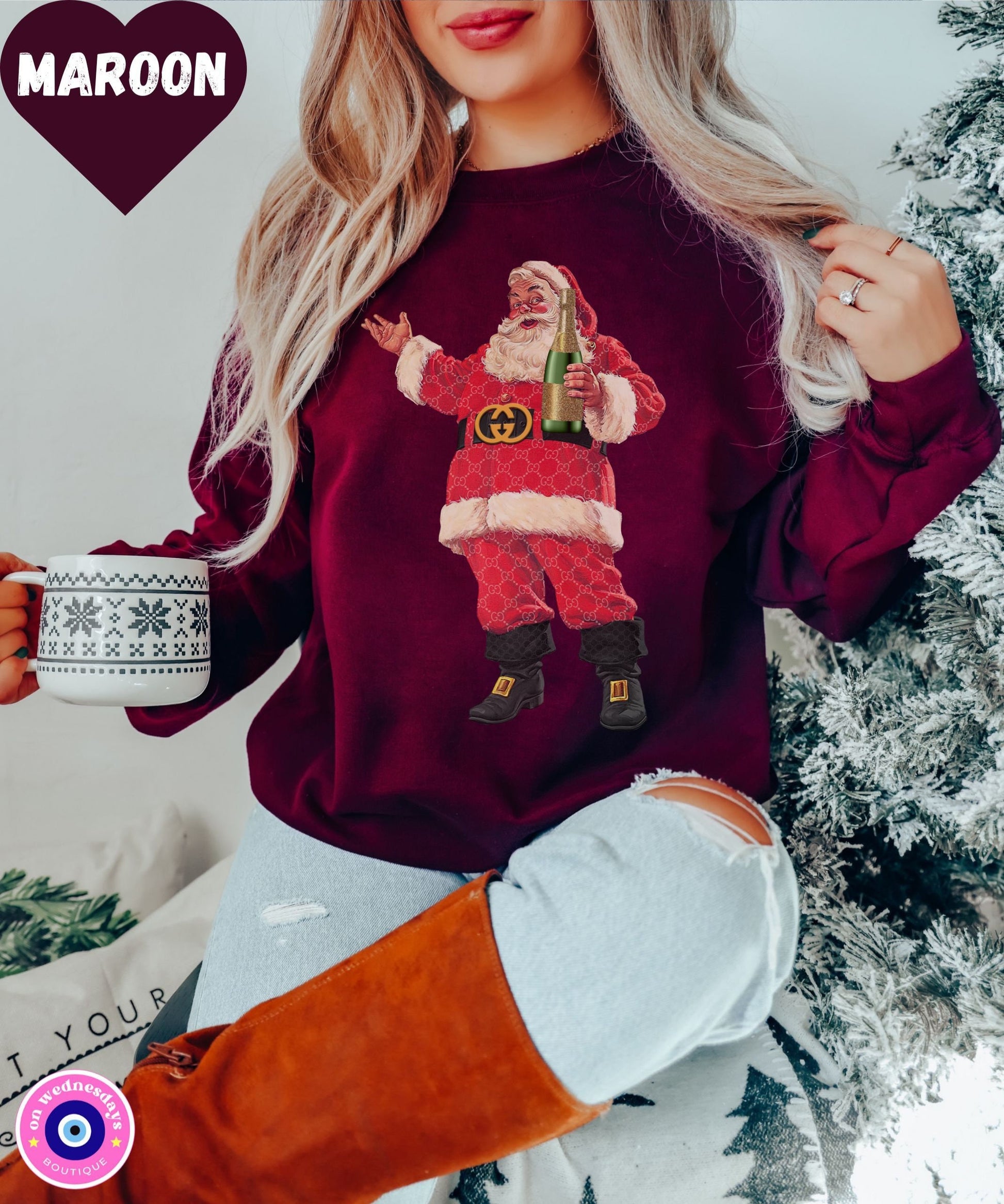 Santa Sweatshirt for Christmas, Holiday Sweater for Women, Retro Santa Crewneck, Classic Santa Shirt, Christmas Outfit, Christmas Gift