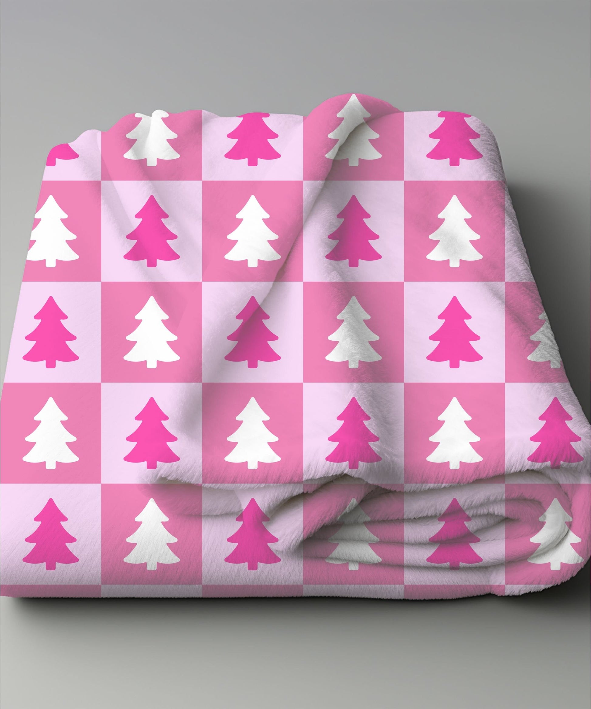 Pink Christmas Blanket, Cute Christmas Decor, Christmas Gift for Women, Pink Christmas Tree Throw Blanket, Christmas Baby Blanket for Girl