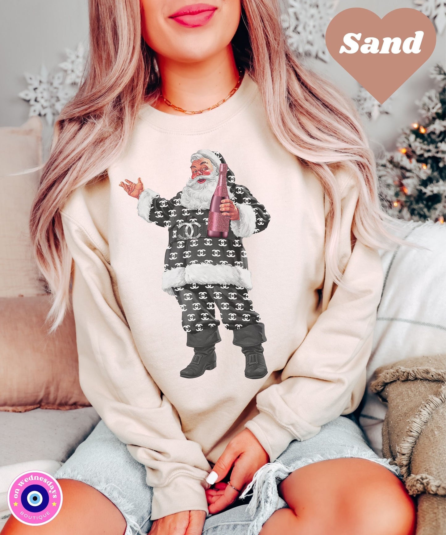 Cute Christmas Sweatshirt for Women, Santa Sweatshirt, Christmas PJs, Christmas Sweater, Oversized Sweatshirt, Christmas Gift For Her