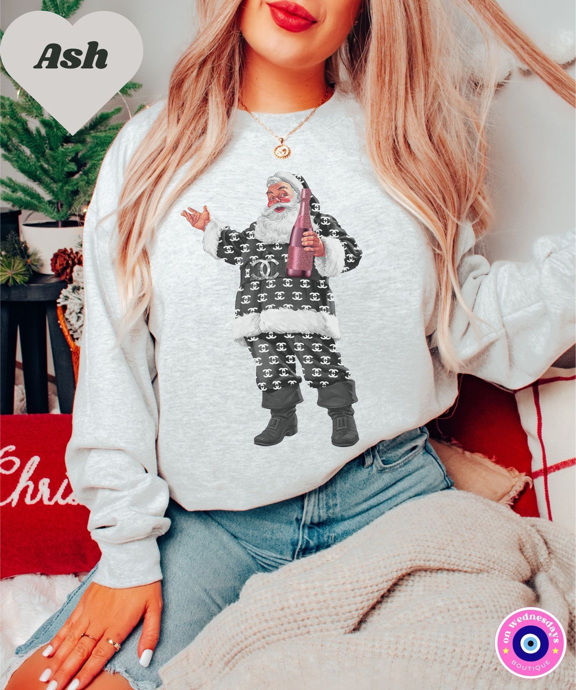 Cute Christmas Sweatshirt for Women, Santa Sweatshirt, Christmas PJs, Christmas Sweater, Oversized Sweatshirt, Christmas Gift For Her