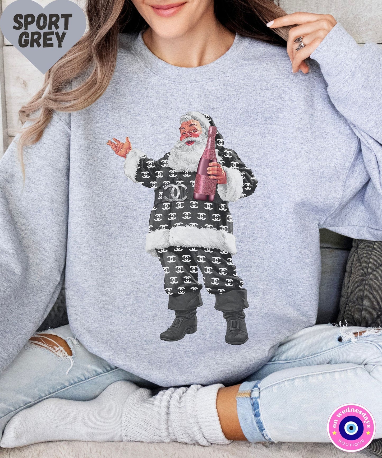 Cute Christmas Sweatshirt for Women, Santa Sweatshirt, Christmas PJs, Christmas Sweater, Oversized Sweatshirt, Christmas Gift For Her